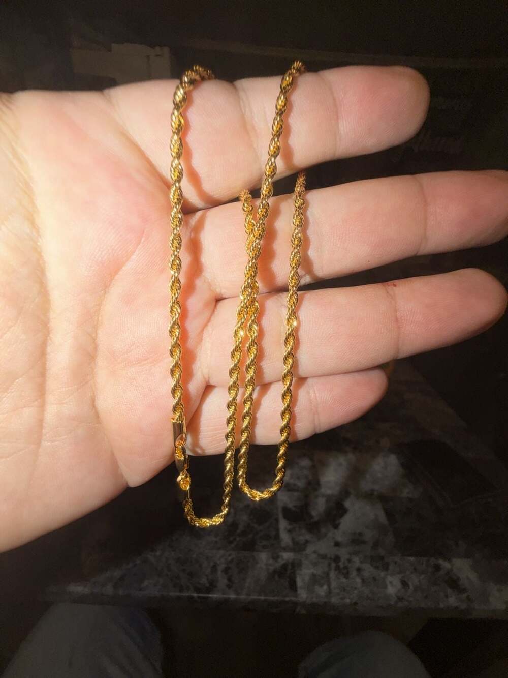 14K yellow  Gold plated  Rope Chain 21 inch